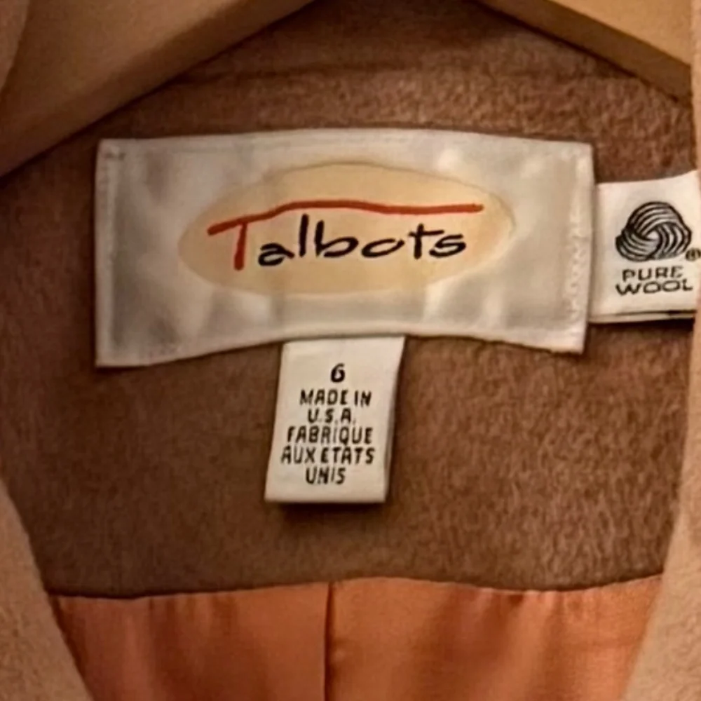 Talbots Camel Color Pure Wool Double Breasted Pea Coat 6 - Picture 5 of 8